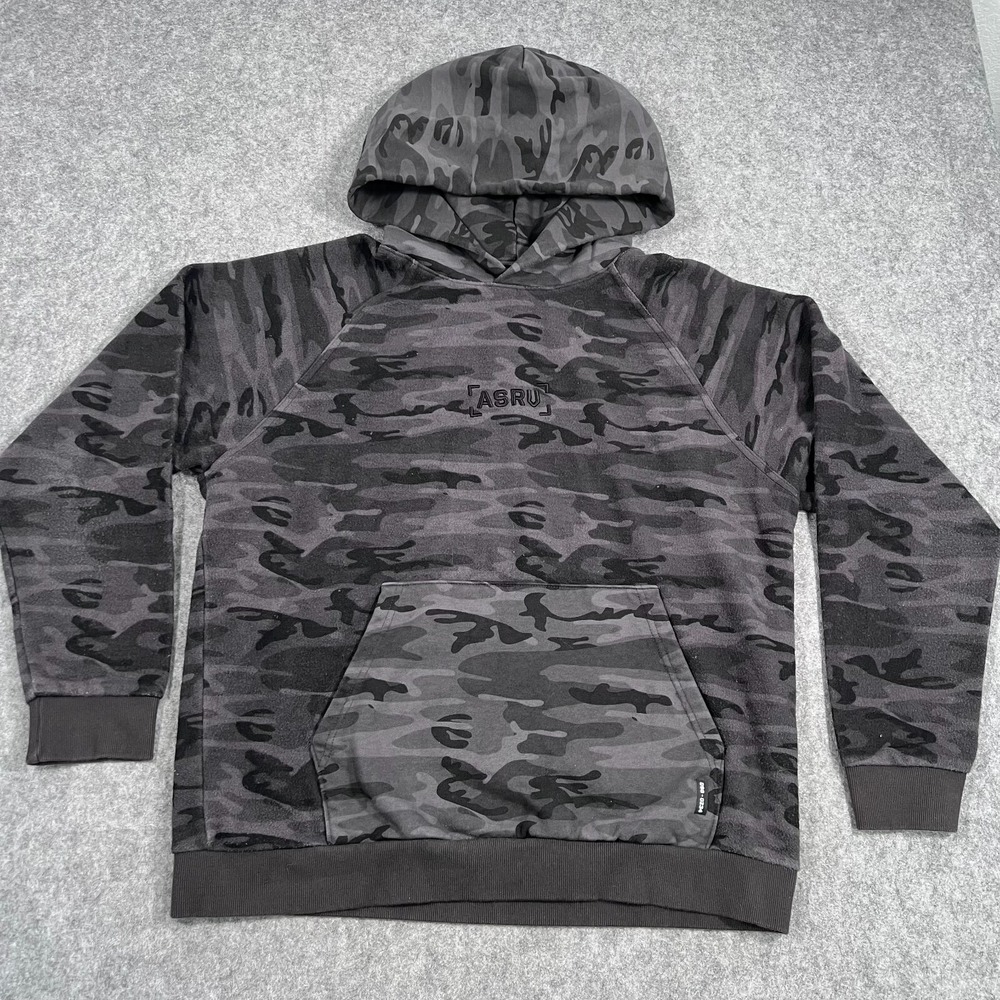 ASRV Aesthetic Revolution Gray Camo Reverse Weave Pullover Hoodie Men's Size XL
